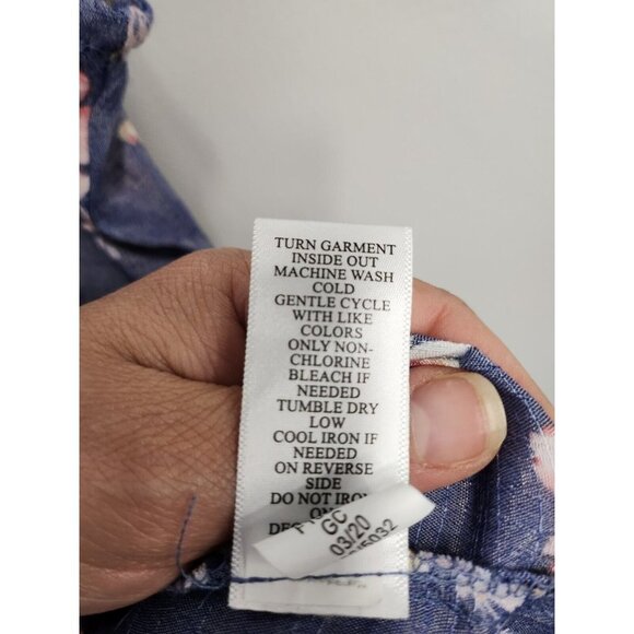 Artesia Womens BOHO Blouse Top Size Small Blue Floral Tassell Tie Sleeveless - Picture 7 of 9